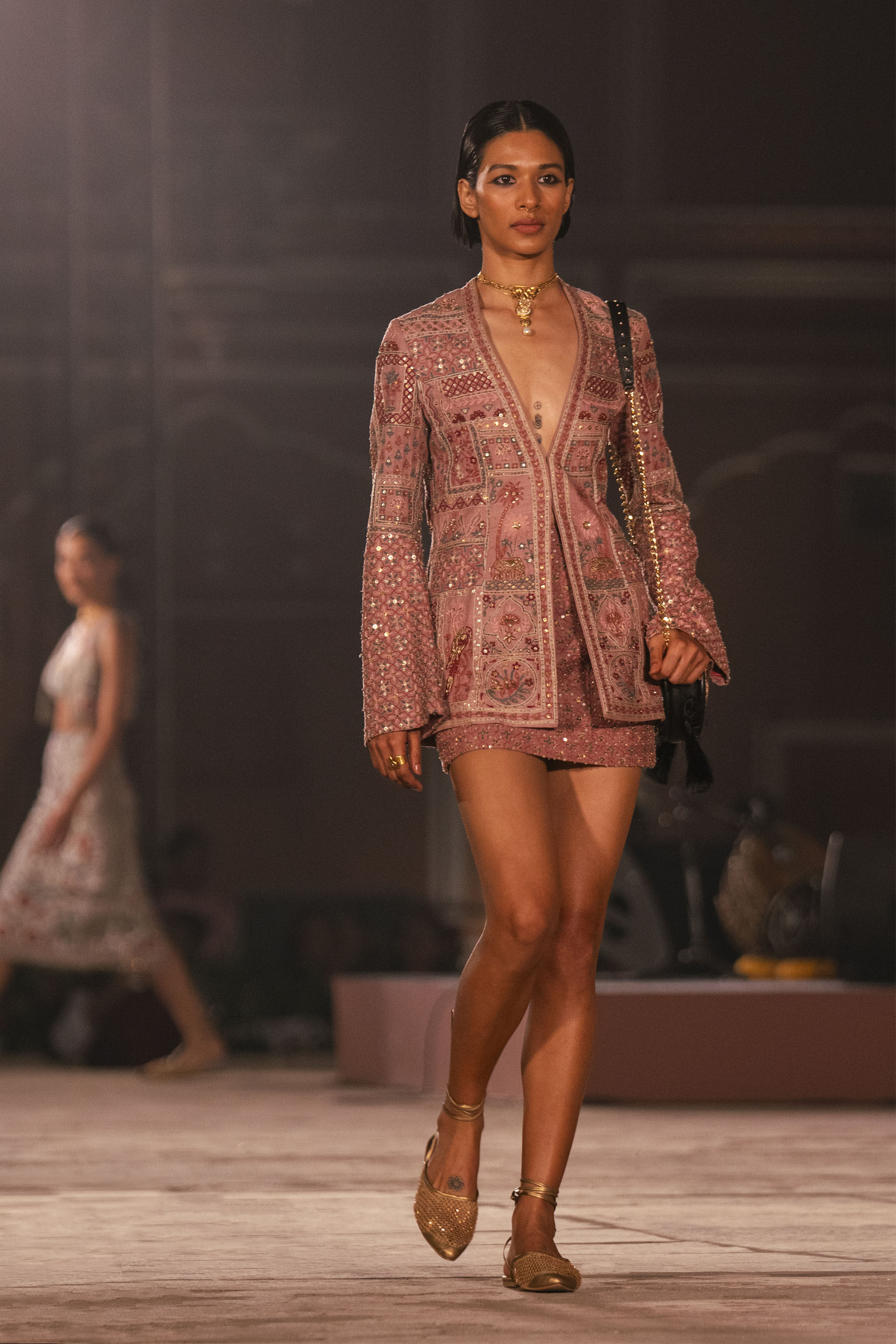 Ballad Of Birds SEWA Hand-embroidered Silk Skirt Set - Old Rose, Old Rose, image 6